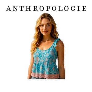 Edme Esyllte Anthropologie Coastal Boho Cotton Sleeveless Tank Blue Pink 14